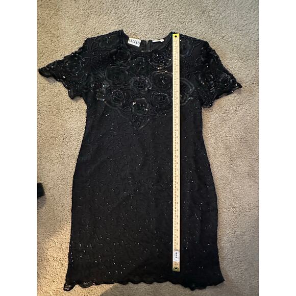 EUC Vintage 90’s Sweetlo Black Beaded Silk Dress Size XL Gatsby Romantic Holiday - Picture 14 of 14